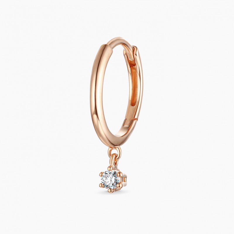 Boucles d'oreilles Mini Créoles Solo or rose diamant| Djoline