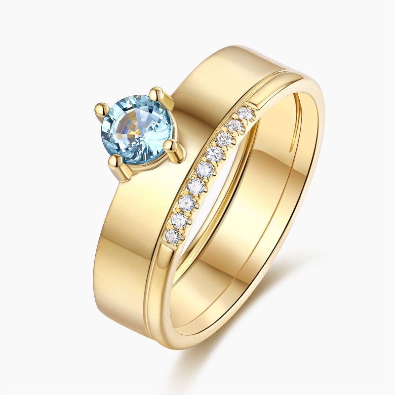 Bague AXELLE Or jaune Saphir et  Diamants | Djoline Joailliers