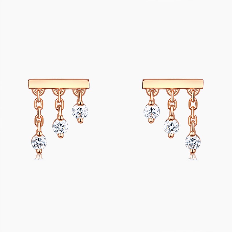Boucles d'oreilles Dancing Pampilles Or rose diamants | Djoline