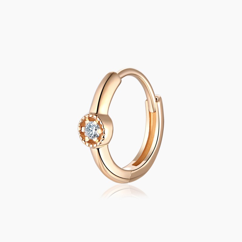Boucles d'oreilles Mini Créoles Livia Or rose diamants | Djoline