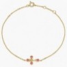 Bracelet Croix Or jaune 18 carats Spinelle Rose | Djoline Joailliers