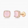 Boucles d’oreilles Sweet Pink Or Quartz Diamants | Djoline